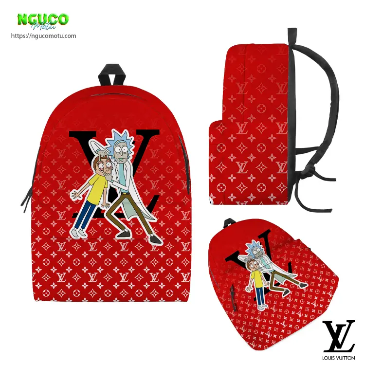 Backpack rick and morty v5 and louis vuitton gift unique laptop backpacks for man woman and kid